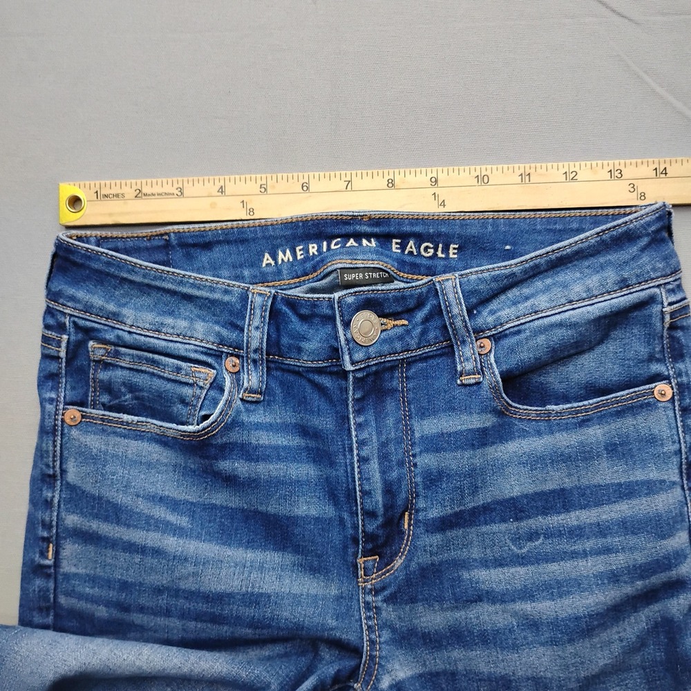 American Eagle Skinny Kick Jeans Womens 6 Blue Super Stretch - Picture 4 of 8